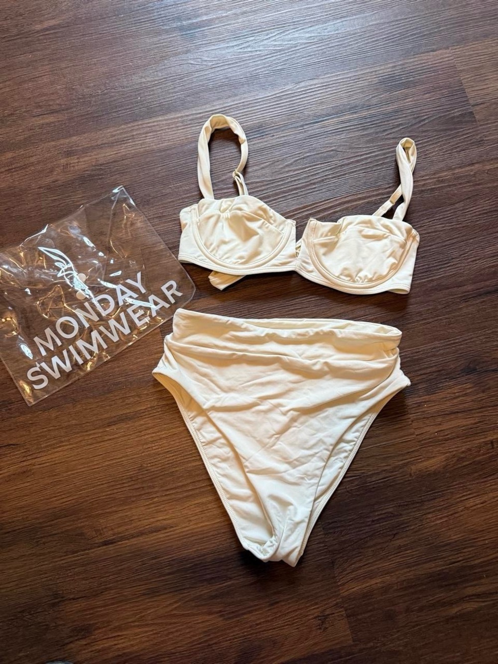 Monday Swimwear Cream High-Rise Underwire Bikini Set